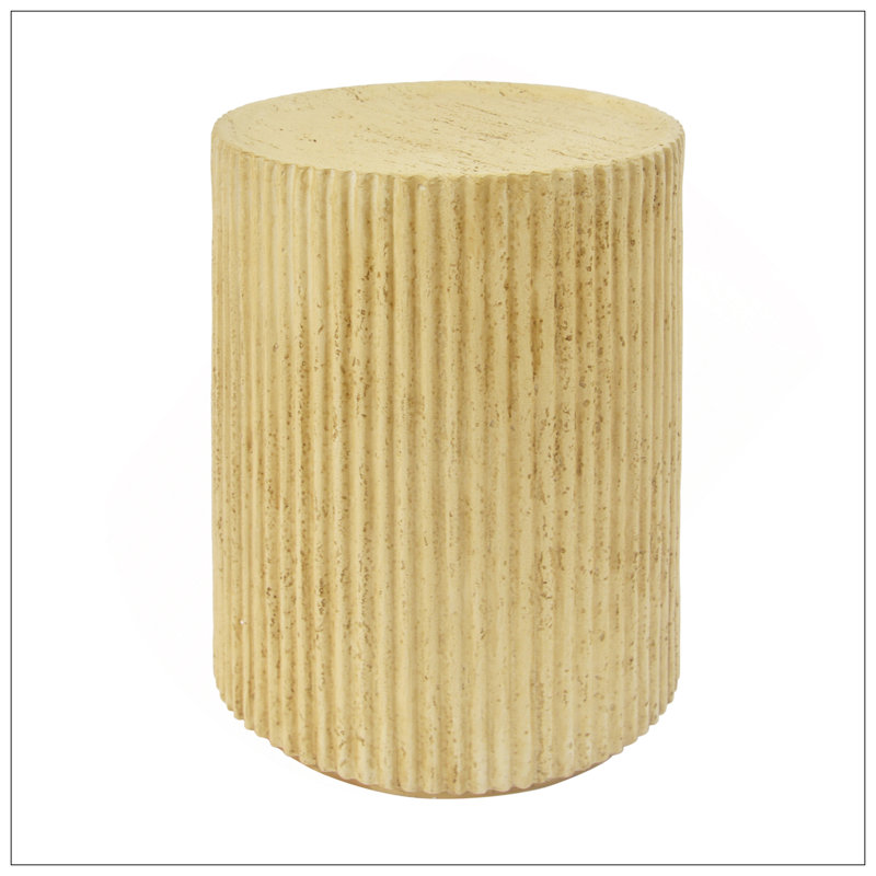 MGO Cylindrical Side Table, Wood-Like Texture, Antique Brown Color