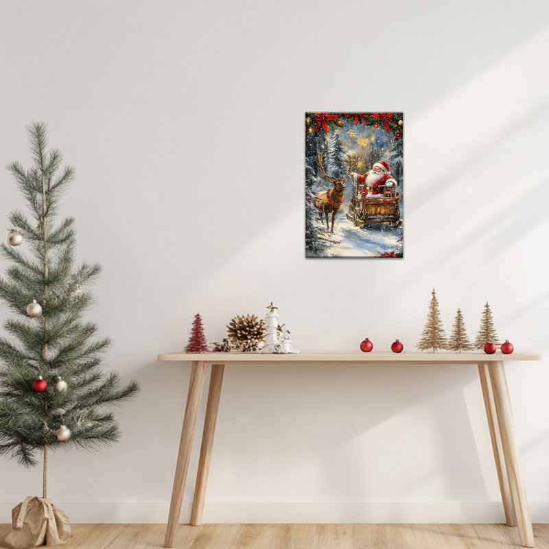 Père Noël traîneau renne, Abiel, H 16 po x l 12 po