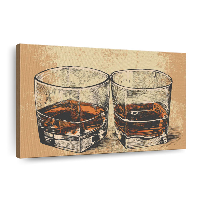 Vintage Whiskey Glasses Canvas Print, 51" H x 34" W x 1.25" D