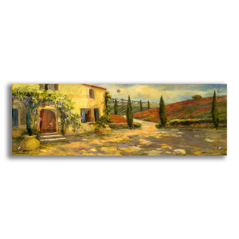 «Red Tuscan Fields» par Allayn Stevens, art mural en verre acrylique Red Barrel Studio®, H 12 po x l 36 po x P 0,2 po