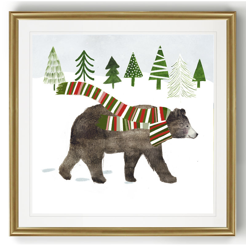 Bois de noël i, reproduction d’art, Cadre doré, H 34,5 po x l 34,5 po x P 1,5 po