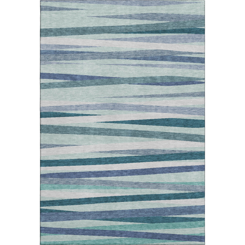 Premium Machine Washable Natoma AMF997 Stripes Rug, Rectangulaire 8 pi x 10 pi
