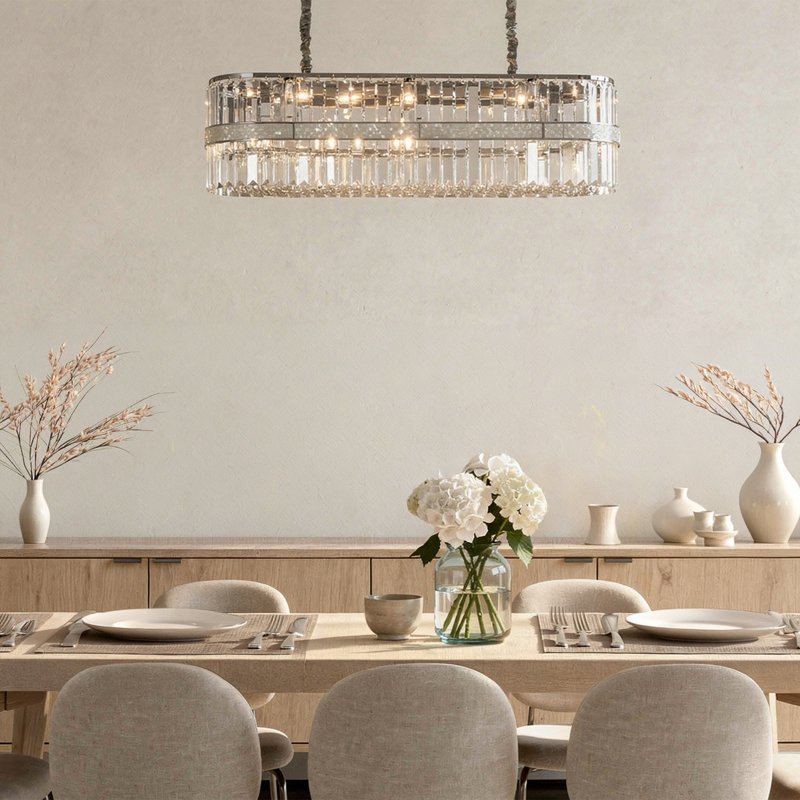 Spectra 15-Light Rectangular Crystal Chandelier - Chrome