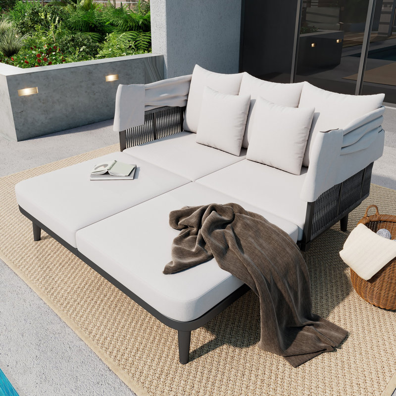 146cm Wide Curved Steel Patio Daybed