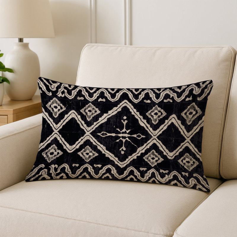 Coussin décoratif intérieur et extérieur Modern, Gris géométrique 53, Rectangle H 14 po x l 20 po