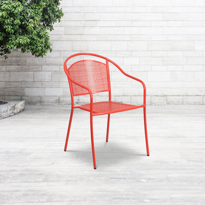 Chanea Curved Back Steel Patio Arm Chair, Red