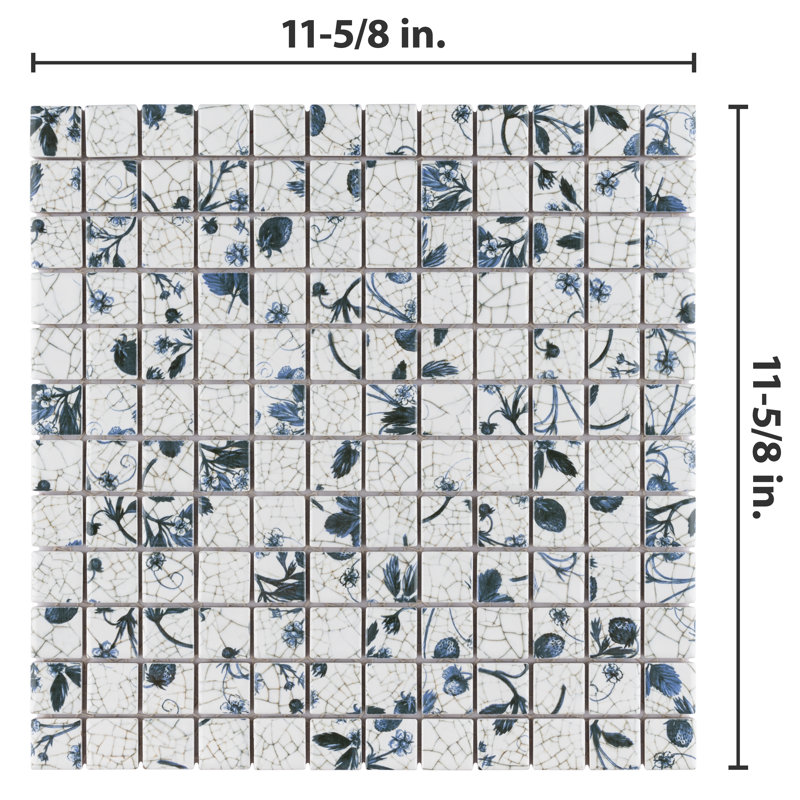 Strawberry Fields 11-5/8" x 11-5/8" Porcelain Mosaic Floor and Wall Tile