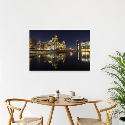 Reichstag Reflections At Night, Modern Abstract Architecture City, impression d'art mural