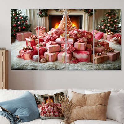 Pink And Red Christmas Present Palace - Christmas Wall Decor Set