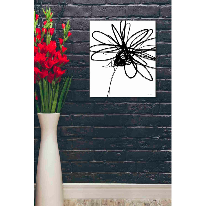 «Black Ink Flower III» par Linda Woods - impression sur toile tendue, H 24 po x l 20 po x P 0,75 po