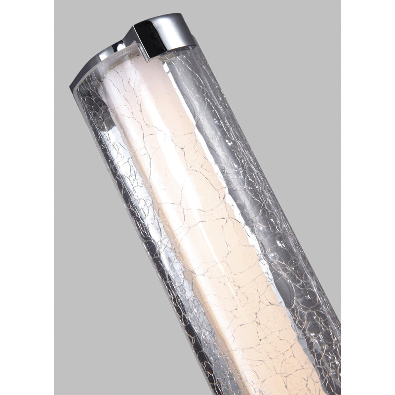 Meuble-lavabo à DEL en verre craquelé 24 po, Chrome