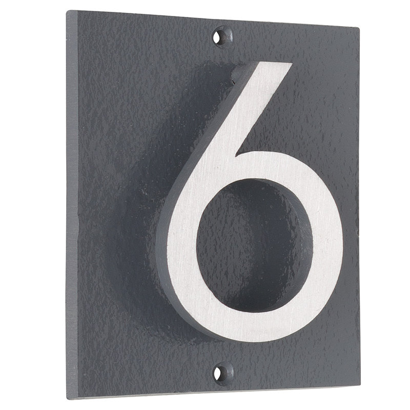 Plaque d’adresse murale sur 1 ligne flottante, Gris, Nickel satiné deux tons, Oui