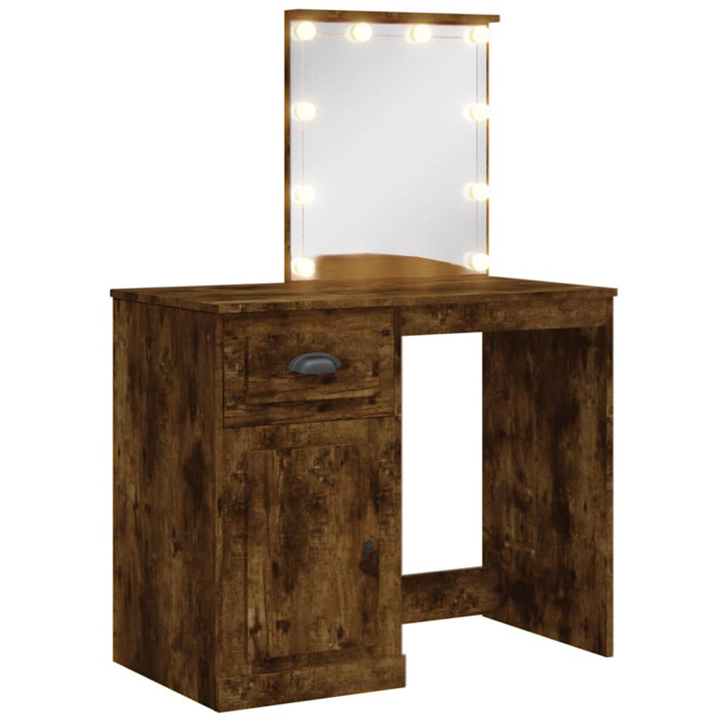 Dressing Table with Mirror, Smoked Oak