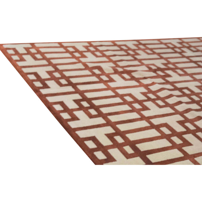 Hand Knotted Geometric Area Rug in Garnet