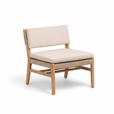 Ensemble de 2 fauteuils club d'extérieur avec cadre en bois d'acacia durable résistant aux intempéries, détails en corde tissée à la main, coussins de siège épais et hydrofuges, capacité de poids de 400 lb, sièges confortables