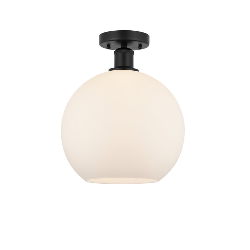 Plafonnier semi-encastré 1 lumière Cindi, Noir mat, Blanc mat, H 15 po x l 10 po x P 10 po