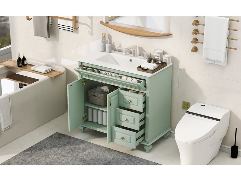 Meuble-lavabo 36 po avec lavabo, Vert, 36