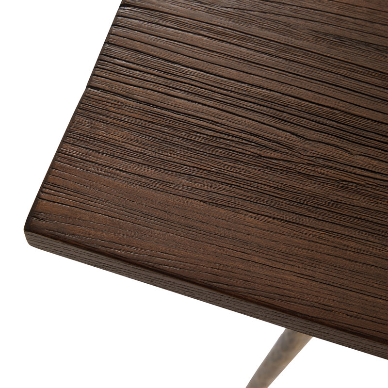 Table de salle à manger de luxe à effet grain de bois avec pieds en métal, Noyer