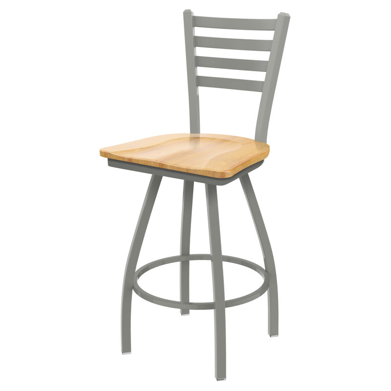 Tabouret de bar pivotant de 30" Evers, Chêne Naturel, Nickel anodisé, Tabouret de comptoir (siège d'une hauteur de 25 p