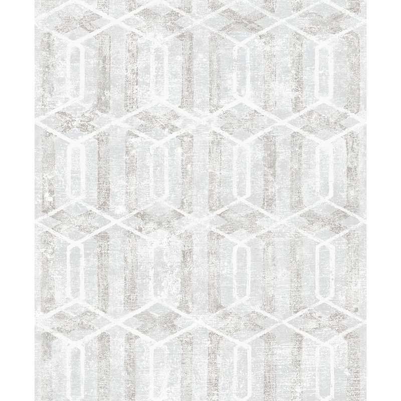  Rouleau de papier peint géométrique L 33 pi x l 21 po, Gris clair