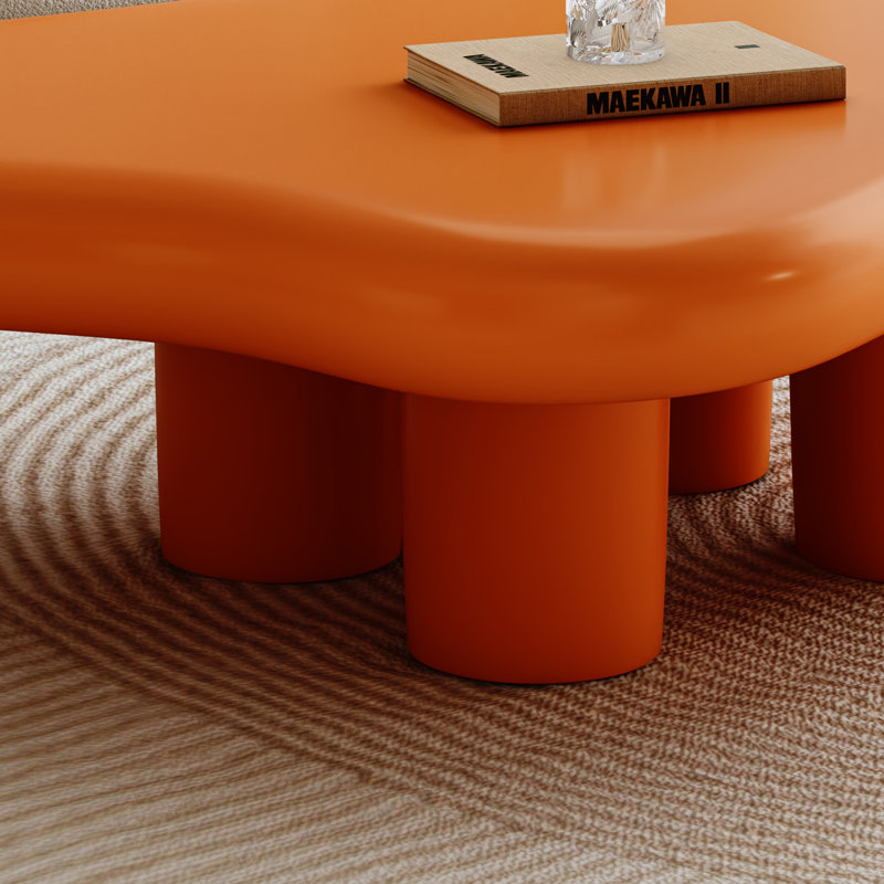 48.5" Cloud Shape Modern Coffee Table with Irregular Edge Top and 4 Round Legs, Minimalist Accent Table for Living Room