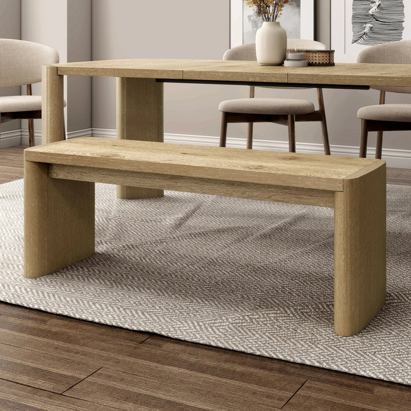 Wooden Dining Bench With Rounded Corners In Oak