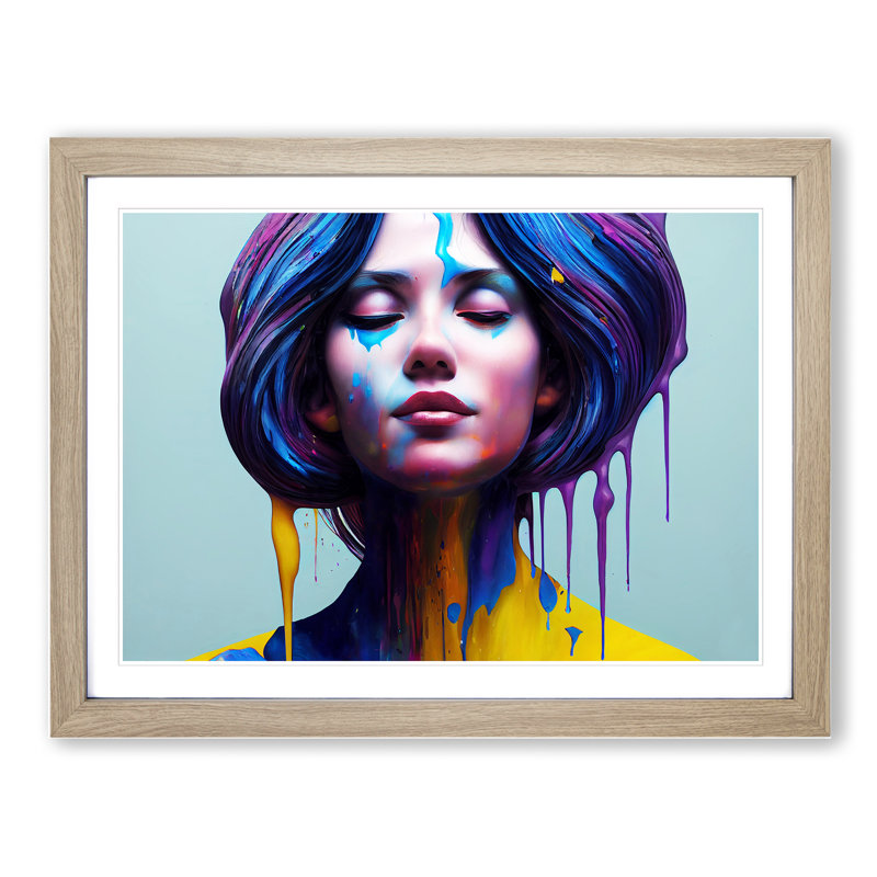 XH1022-10296X Woman Painted Vol.2 Abstract - Single Picture Frame Print, 25cm H x 34cm W x 2cm D, Oak Framed