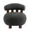 Chaise bouclée au design moderne, à quatre pieds, en bois massif, gris foncé