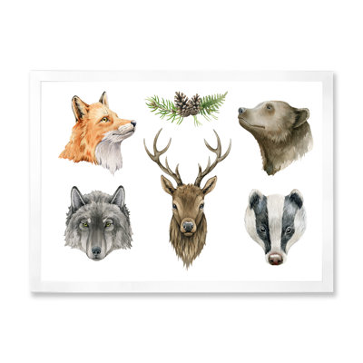 Renard, loup, grizzly et blaireau - peinture sur toile