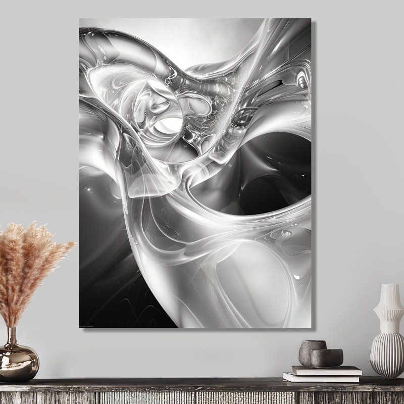 Gris noir et acier abstrait Serenade III - reproduction d'art abstrait, Métal métal, H 44 po x l 34 po x P 1,5 po