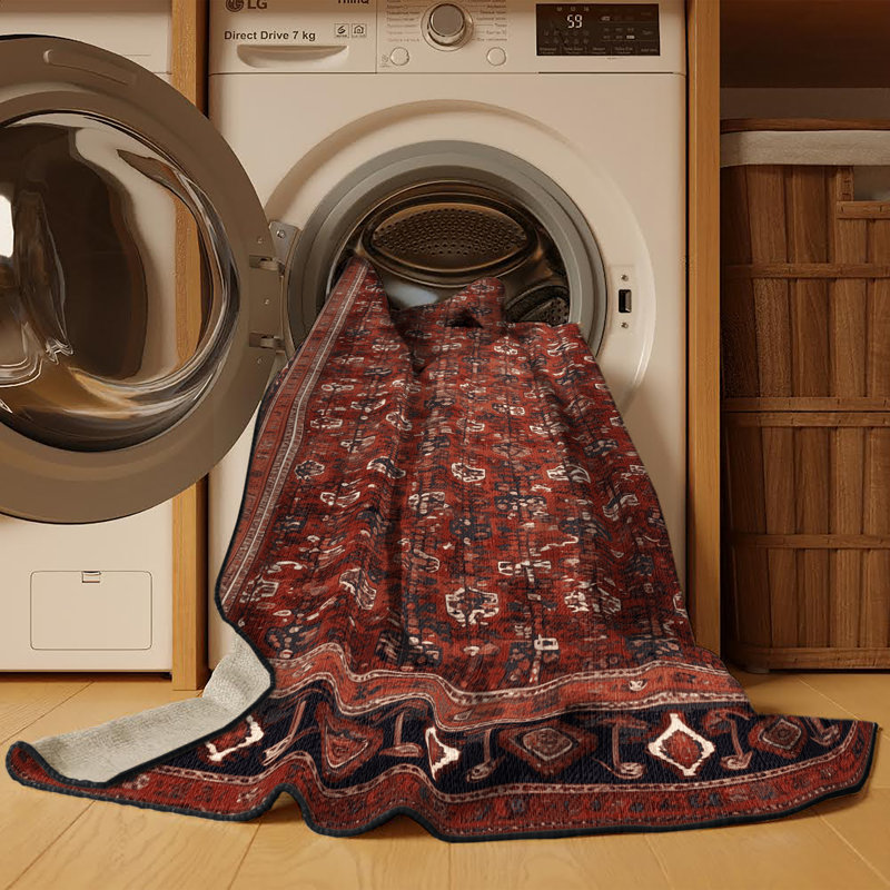 Tapis brun lavable à la machine, Rond 8 pi
