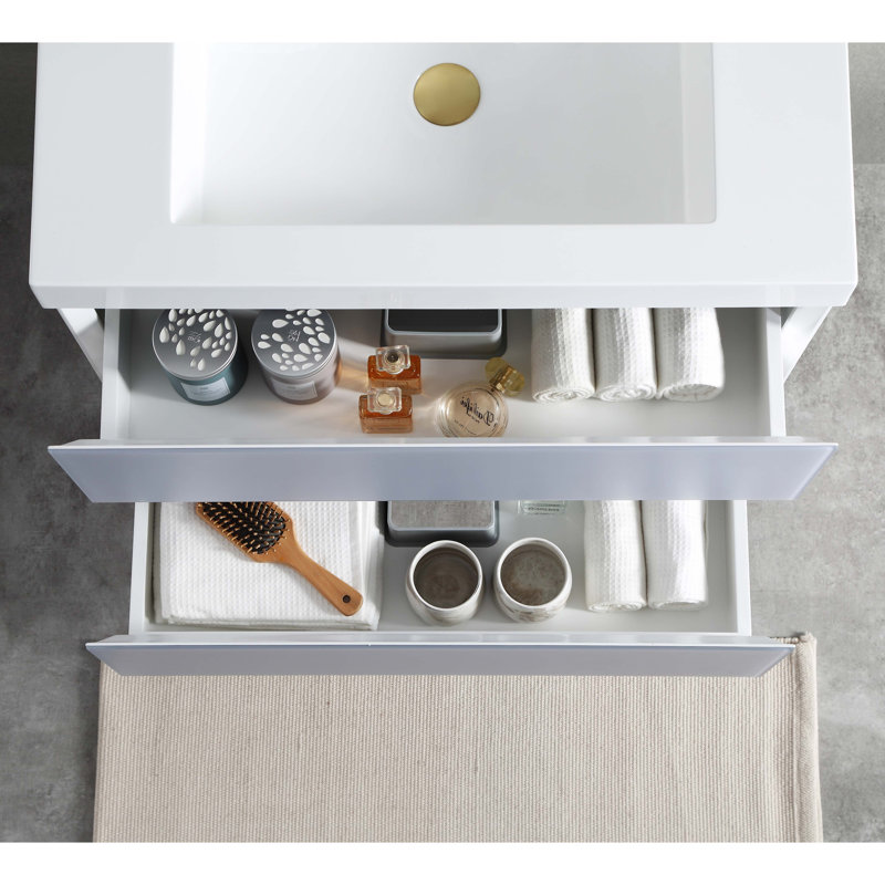 Fahriye 30'' Single Bathroom Vanity with Acrylic Top, Light Gray