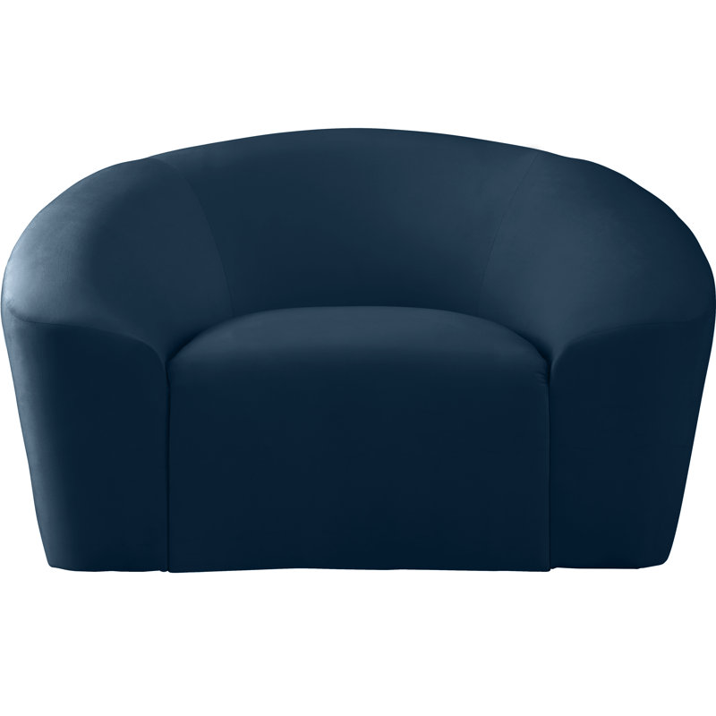 Alaw Velvet Barrel Chair, Navy Velvet
