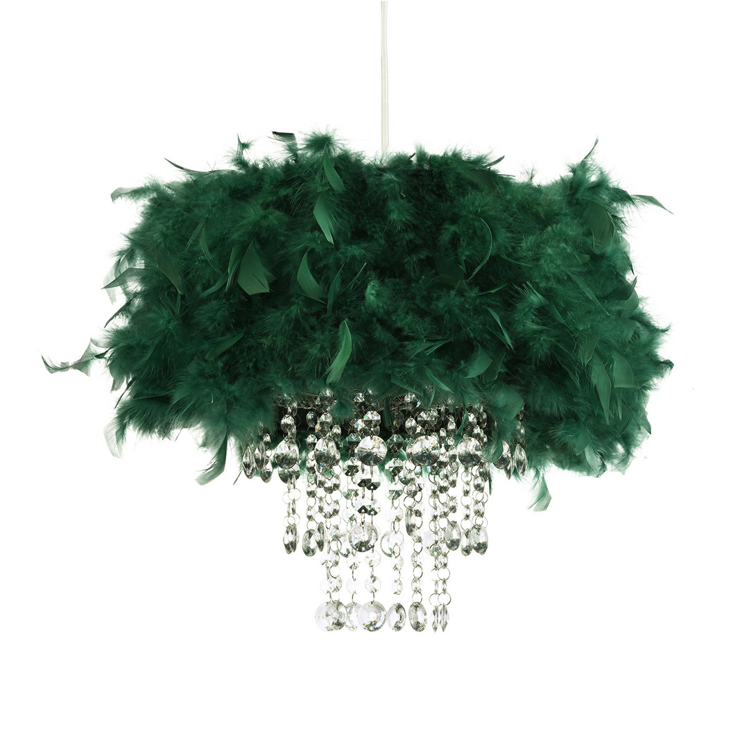 Contemporary Feather Pendant Light Shade with Transparent Acrylic Droplets