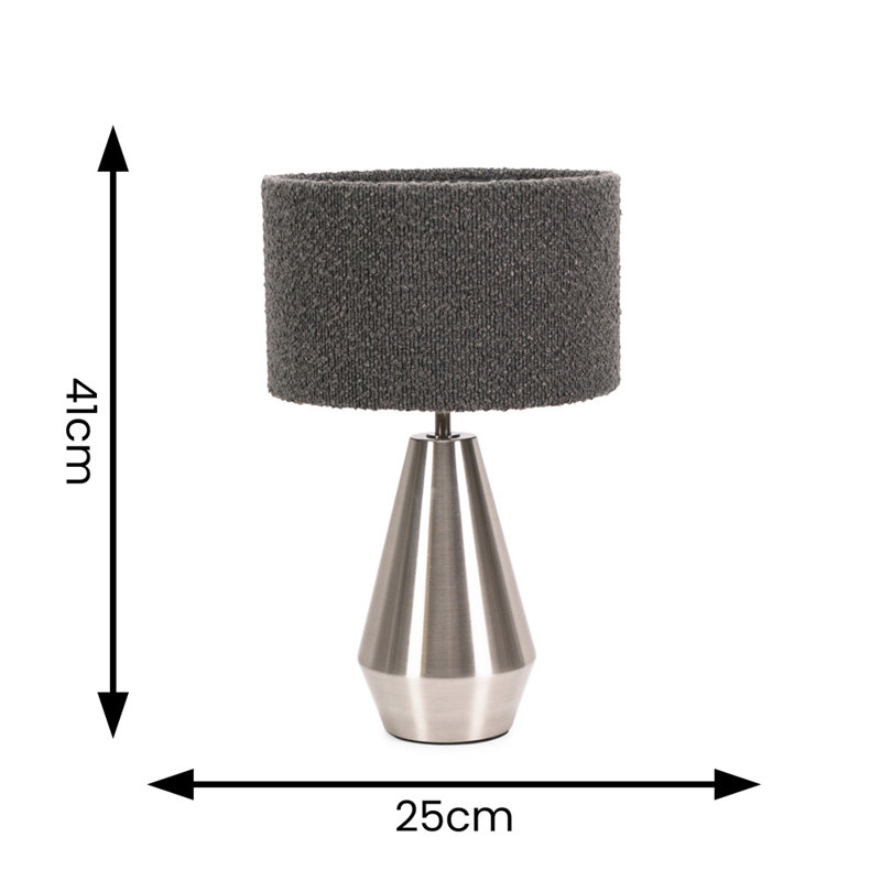 Metal Table Lamp, Charcoal Grey, Silver