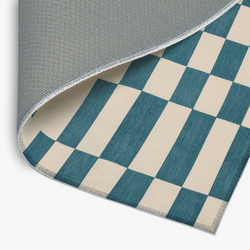 Tapis d'intérieur et d'extérieur à carreaux beige, Rectangulaire 2 pi x 3 pi