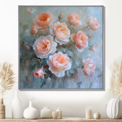 Décoration murale rose, vert, féminin, roses I - Roses