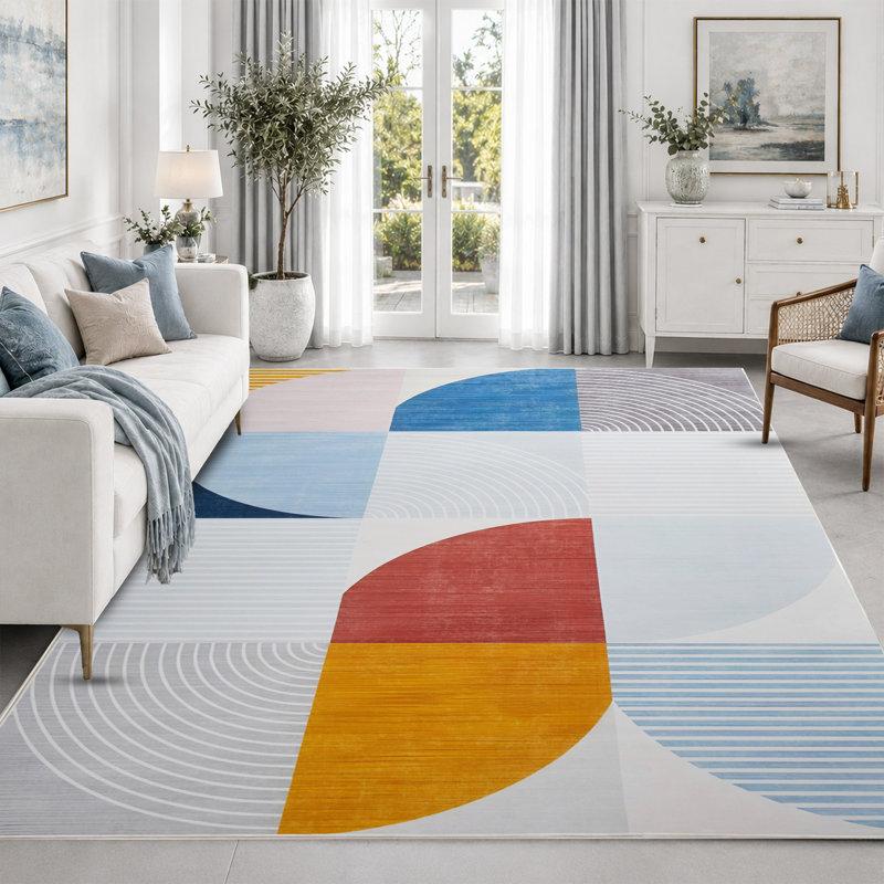 Abstract Machine Printed Area Rug, Rectangle 60 x 110 cm