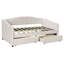 Lit de jour rembourré beige avec deux tiroirs pratiques et un tissu doux recouvrant des systèmes de tiroirs spacieux - Améliorez vos options de rangement-1028473591