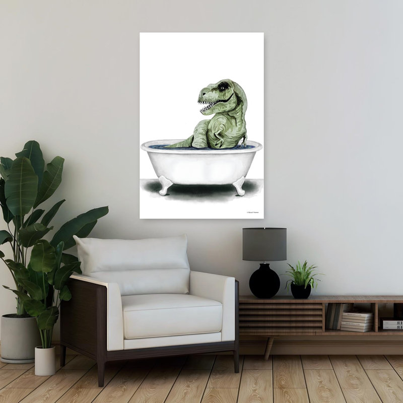 Dino Bath III, art contemporain fantaisiste, H 36 po x l 24 po