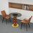 Modern Round Glass Small Conference Table With Solid Wood Base