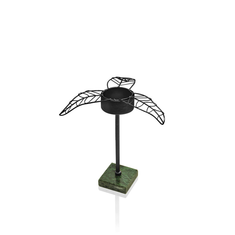 Chandelle en métal, Noir, H 5 po x l 6 po x P 6 po