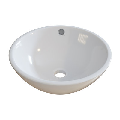 Ceramic Circular Vessel Bathroom Sink with Overflow