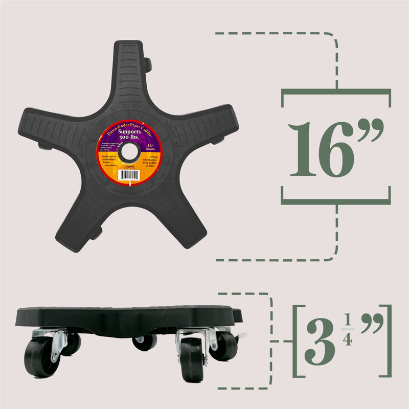 14-Inch Black Heavy Duty Wheeled Plant Stand