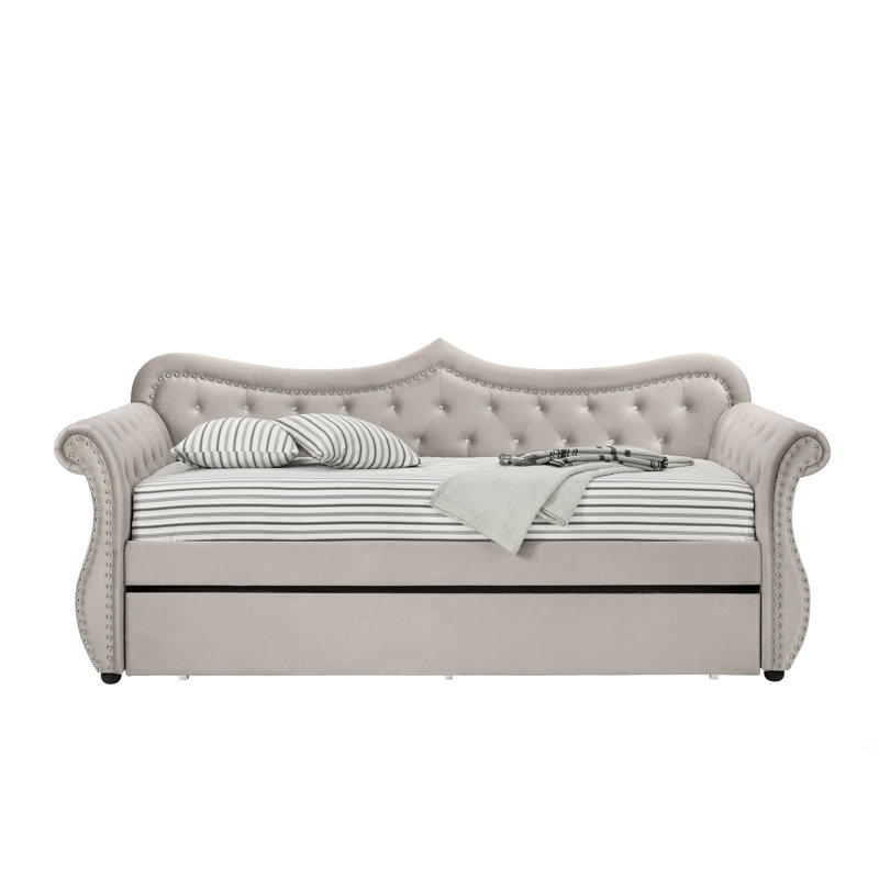 Lit de jour en lin avec couchette (simple), Beige