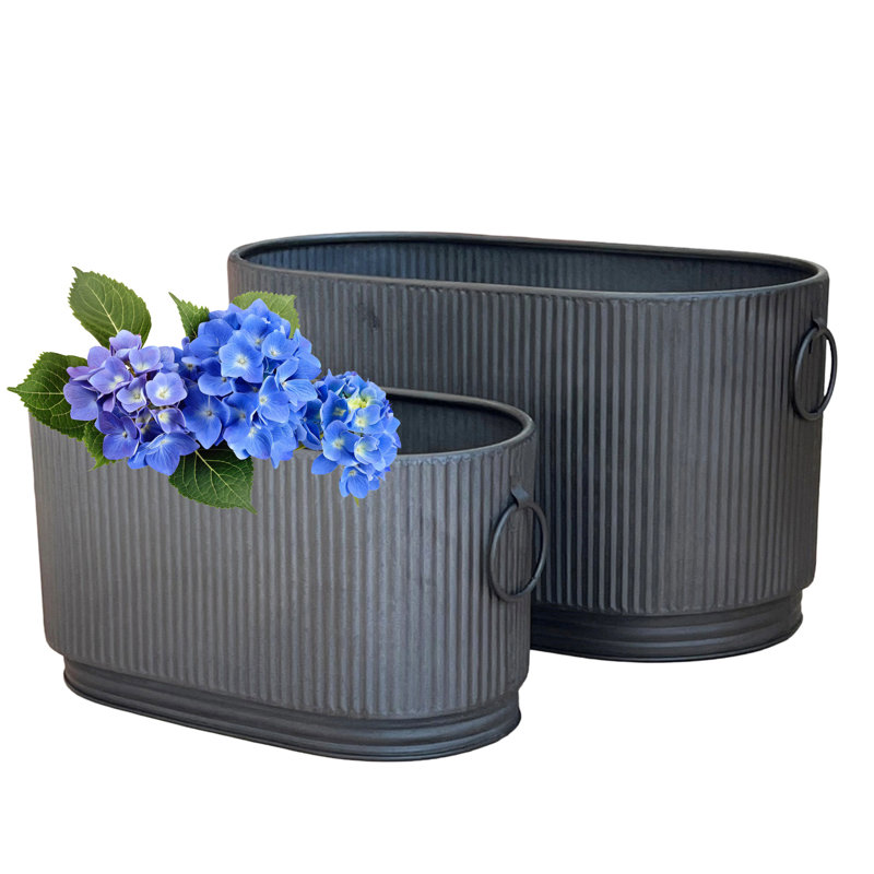French Country Style Oval Planters, Set Of 2
