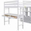 Lit mezzanine double avec deux tiroirs, tablettes de rangement et tiroirs