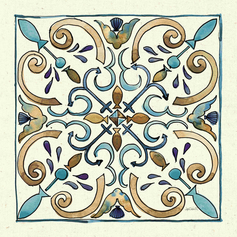 «Coastal Breeze Tile I» par Anne Tavoletti, impression sur toile tendue, H 20 po x l 20 po, Toile tendue, Non