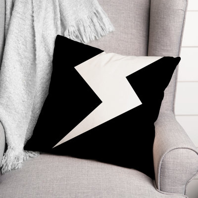 Black And White Lightning Bolt Throw Pillow