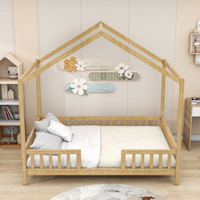 Lit plateforme en bois avec rampes Montessori